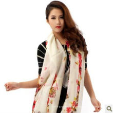 2014 new Ladies' hand printed flower diamond-structure 100% cashmere shawl manufacturer